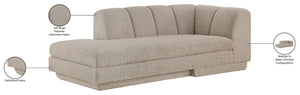 Meridian Furniture Modari Channel Tufted Left Arm Chaise with Chenille Fabric for Modular Living Room Sectionals Beige 143Beige-LC