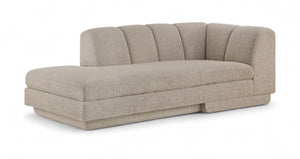 Meridian Furniture Modari Channel Tufted Left Arm Chaise with Chenille Fabric for Modular Living Room Sectionals Beige 143Beige-LC