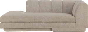 Meridian Furniture Modari Channel Tufted Left Arm Chaise with Chenille Fabric for Modular Living Room Sectionals Beige 143Beige-LC
