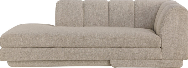 Meridian Furniture Modari Channel Tufted Left Arm Chaise with Chenille Fabric for Modular Living Room Sectionals Beige 143Beige-LC