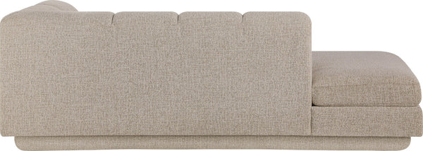 Meridian Furniture Modari Channel Tufted Left Arm Chaise with Chenille Fabric for Modular Living Room Sectionals Beige 143Beige-LC