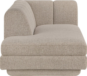 Meridian Furniture Modari Channel Tufted Left Arm Chaise with Chenille Fabric for Modular Living Room Sectionals Beige 143Beige-LC