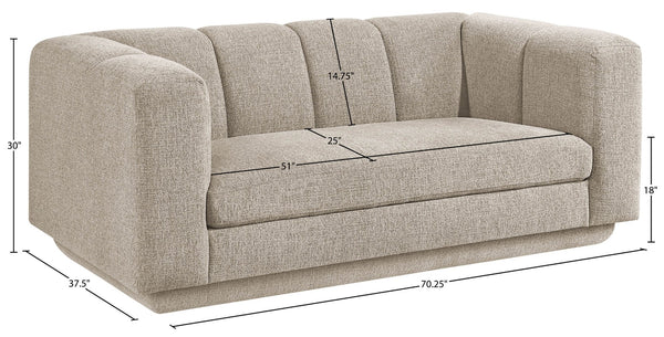 Meridian Furniture Modari Channel Tufted Loveseat Chenille Fabric Contemporary Living Room Sofa Seating Beige 143Beige-L