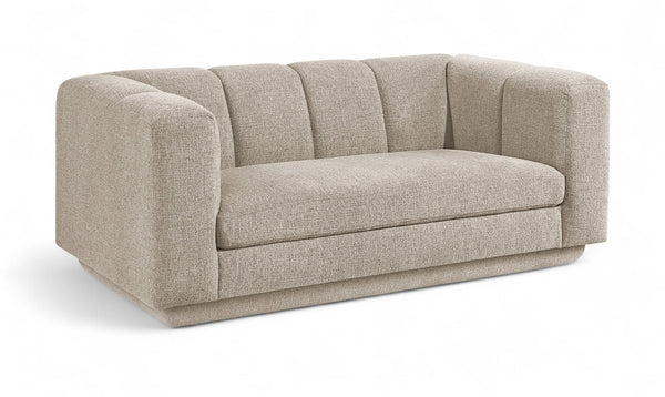 Meridian Furniture Modari Channel Tufted Loveseat Chenille Fabric Contemporary Living Room Sofa Seating Beige 143Beige-L