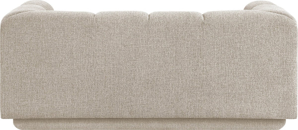 Meridian Furniture Modari Channel Tufted Loveseat Chenille Fabric Contemporary Living Room Sofa Seating Beige 143Beige-L