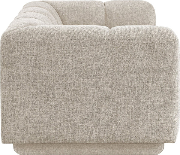 Meridian Furniture Modari Channel Tufted Loveseat Chenille Fabric Contemporary Living Room Sofa Seating Beige 143Beige-L