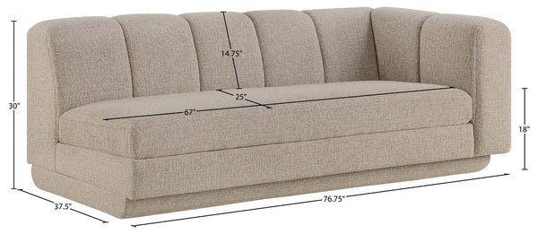 Meridian Furniture Modari Channel Tufted Right Arm Chenille Modular Sofa Piece for Modern Living Rooms Beige 143Beige-RAS