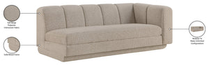 Meridian Furniture Modari Channel Tufted Right Arm Chenille Modular Sofa Piece for Modern Living Rooms Beige 143Beige-RAS