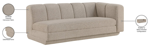 Meridian Furniture Modari Channel Tufted Right Arm Chenille Modular Sofa Piece for Modern Living Rooms Beige 143Beige-RAS