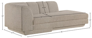 Meridian Furniture Modari Channel Tufted Chenille Chaise Lounge Sectional Piece for Modern Living Room Beige 143Beige-RC