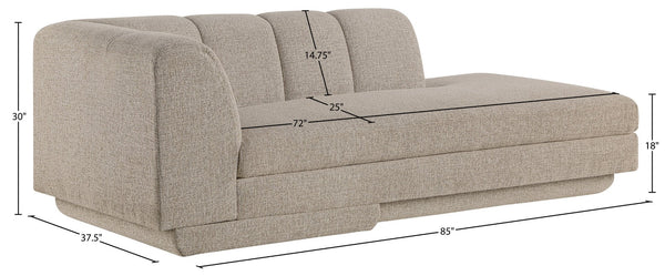 Meridian Furniture Modari Channel Tufted Chenille Chaise Lounge Sectional Piece for Modern Living Room Beige 143Beige-RC