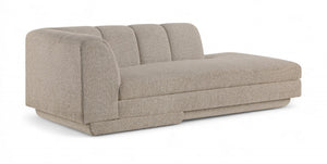 Meridian Furniture Modari Channel Tufted Chenille Chaise Lounge Sectional Piece for Modern Living Room Beige 143Beige-RC