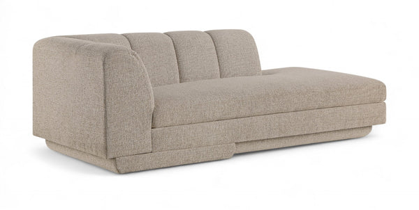 Meridian Furniture Modari Channel Tufted Chenille Chaise Lounge Sectional Piece for Modern Living Room Beige 143Beige-RC