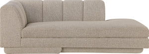 Meridian Furniture Modari Channel Tufted Chenille Chaise Lounge Sectional Piece for Modern Living Room Beige 143Beige-RC