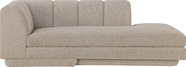 Meridian Furniture Modari Channel Tufted Chenille Chaise Lounge Sectional Piece for Modern Living Room Beige 143Beige-RC