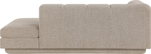 Meridian Furniture Modari Channel Tufted Chenille Chaise Lounge Sectional Piece for Modern Living Room Beige 143Beige-RC
