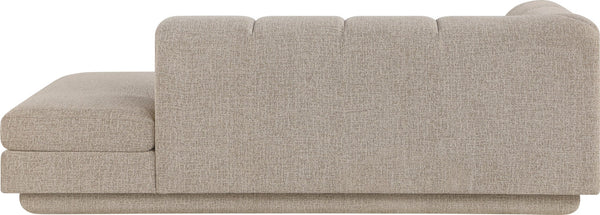 Meridian Furniture Modari Channel Tufted Chenille Chaise Lounge Sectional Piece for Modern Living Room Beige 143Beige-RC