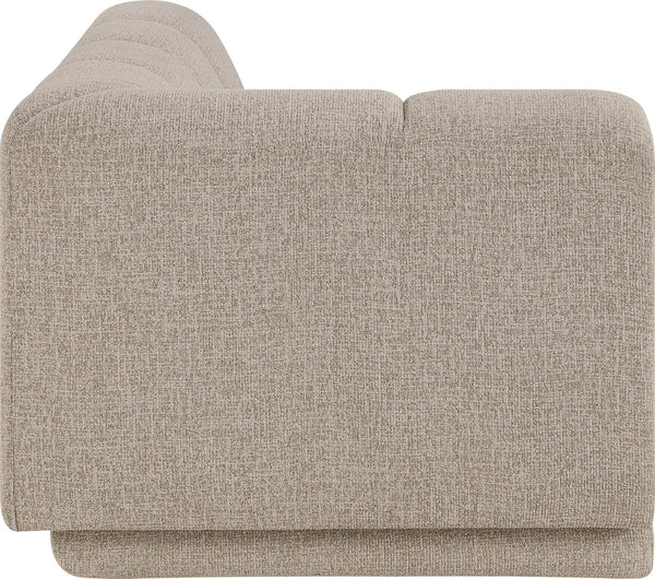 Meridian Furniture Modari Channel Tufted Chenille Chaise Lounge Sectional Piece for Modern Living Room Beige 143Beige-RC