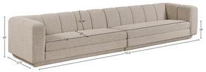 Meridian Furniture Modari Two Piece Modular Sofa Chenille Blend Channel Tufted Contemporary Living Room 143Beige-S2A