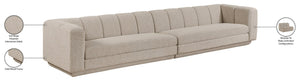 Meridian Furniture Modari Two Piece Modular Sofa Chenille Blend Channel Tufted Contemporary Living Room 143Beige-S2A
