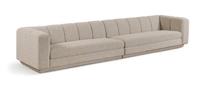 Meridian Furniture Modari Two Piece Modular Sofa Chenille Blend Channel Tufted Contemporary Living Room 143Beige-S2A