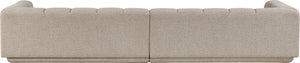 Meridian Furniture Modari Two Piece Modular Sofa Chenille Blend Channel Tufted Contemporary Living Room 143Beige-S2A