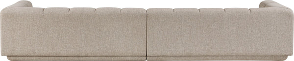Meridian Furniture Modari Two Piece Modular Sofa Chenille Blend Channel Tufted Contemporary Living Room 143Beige-S2A