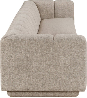Meridian Furniture Modari Two Piece Modular Sofa Chenille Blend Channel Tufted Contemporary Living Room 143Beige-S2A