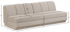 Meridian Furniture Modari Channel Tufted Chenille Modular Sofa Two Piece Living Room Seating 143Beige-S2B