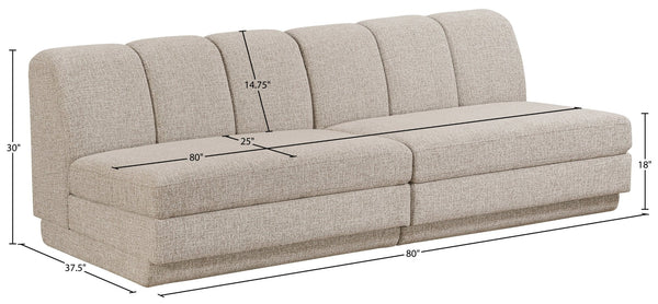 Meridian Furniture Modari Channel Tufted Chenille Modular Sofa Two Piece Living Room Seating 143Beige-S2B
