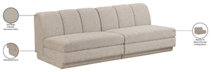 Meridian Furniture Modari Channel Tufted Chenille Modular Sofa Two Piece Living Room Seating 143Beige-S2B