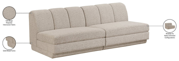 Meridian Furniture Modari Channel Tufted Chenille Modular Sofa Two Piece Living Room Seating 143Beige-S2B