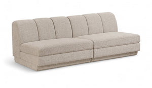 Meridian Furniture Modari Channel Tufted Chenille Modular Sofa Two Piece Living Room Seating 143Beige-S2B