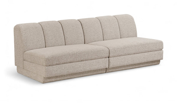 Meridian Furniture Modari Channel Tufted Chenille Modular Sofa Two Piece Living Room Seating 143Beige-S2B