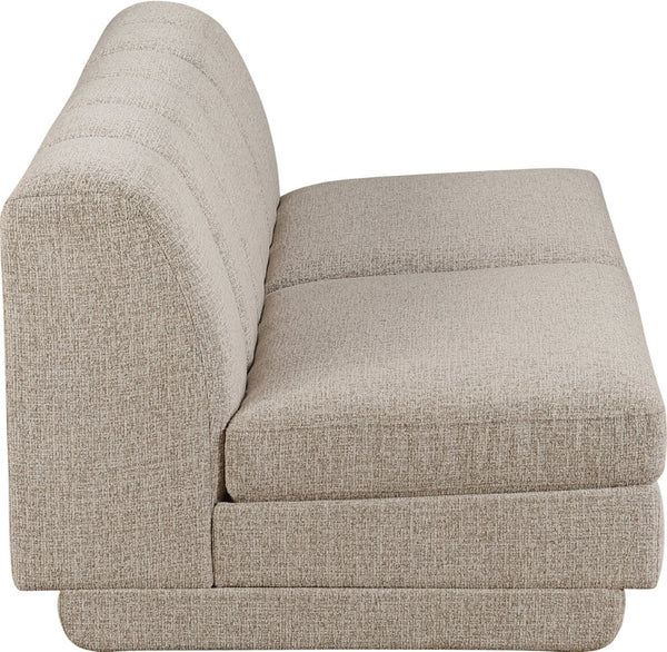 Meridian Furniture Modari Channel Tufted Chenille Modular Sofa Two Piece Living Room Seating 143Beige-S2B