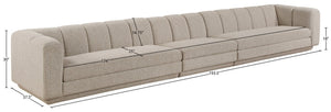 Meridian Furniture Modari Three Piece Chenille Modular Sectional Sofa with Channel Tufted Back 143Beige-S3A