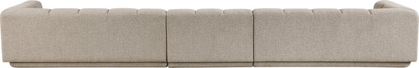 Meridian Furniture Modari Three Piece Chenille Modular Sectional Sofa with Channel Tufted Back 143Beige-S3A