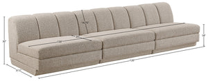 Meridian Furniture Modari Chenille Textured Modular Sofa with Channel Tufting for Modern Living Rooms 143Beige-S3B