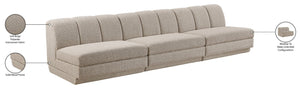 Meridian Furniture Modari Chenille Textured Modular Sofa with Channel Tufting for Modern Living Rooms 143Beige-S3B