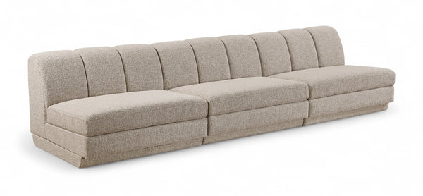 Meridian Furniture Modari Chenille Textured Modular Sofa with Channel Tufting for Modern Living Rooms 143Beige-S3B