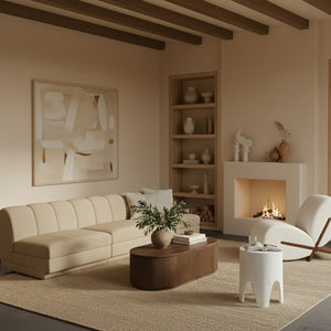 Meridian Furniture Modari Chenille Textured Modular Sofa with Channel Tufting for Modern Living Rooms 143Beige-S3B
