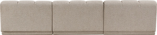Meridian Furniture Modari Chenille Textured Modular Sofa with Channel Tufting for Modern Living Rooms 143Beige-S3B