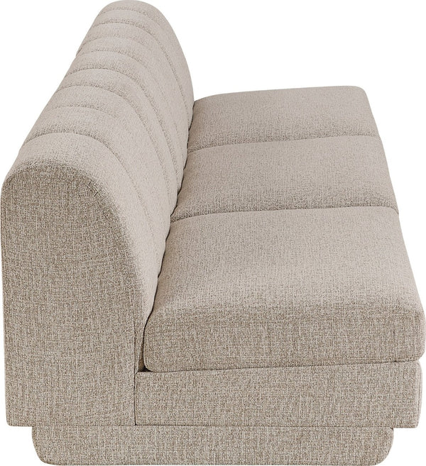 Meridian Furniture Modari Chenille Textured Modular Sofa with Channel Tufting for Modern Living Rooms 143Beige-S3B