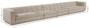 Meridian Furniture Modari 4 Piece Modular Sectional Sofa with Channel Tufted Back in Chenille Fabric 143Beige-S4A