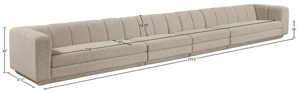 Meridian Furniture Modari 4 Piece Modular Sectional Sofa with Channel Tufted Back in Chenille Fabric 143Beige-S4A