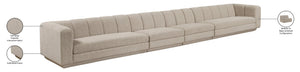 Meridian Furniture Modari 4 Piece Modular Sectional Sofa with Channel Tufted Back in Chenille Fabric 143Beige-S4A