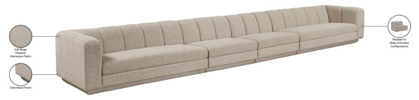 Meridian Furniture Modari 4 Piece Modular Sectional Sofa with Channel Tufted Back in Chenille Fabric 143Beige-S4A