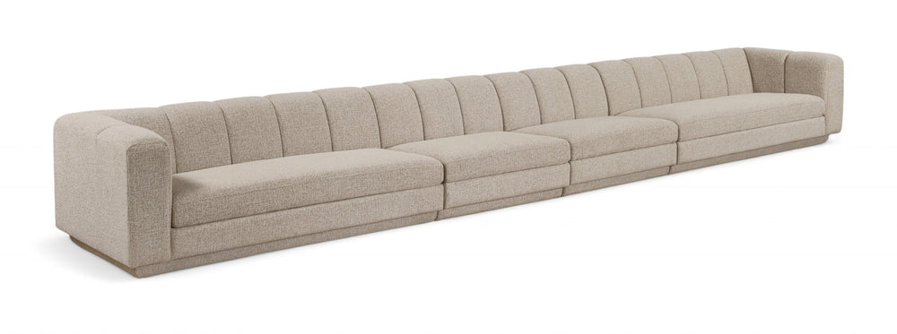 Meridian Furniture Modari 4 Piece Modular Sectional Sofa with Channel Tufted Back in Chenille Fabric 143Beige-S4A