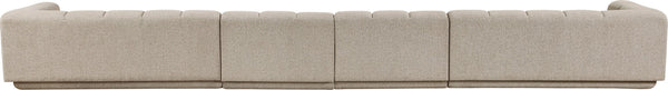 Meridian Furniture Modari 4 Piece Modular Sectional Sofa with Channel Tufted Back in Chenille Fabric 143Beige-S4A