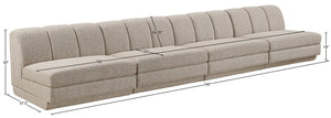 Meridian Furniture Modari Chenille Textured Modular Sectional Sofa with Channel Tufted Back for Living Rooms 143Beige-S4B